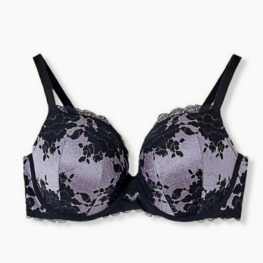 Torrid Push Up T-shirt Lace Cross Front Bra 48D